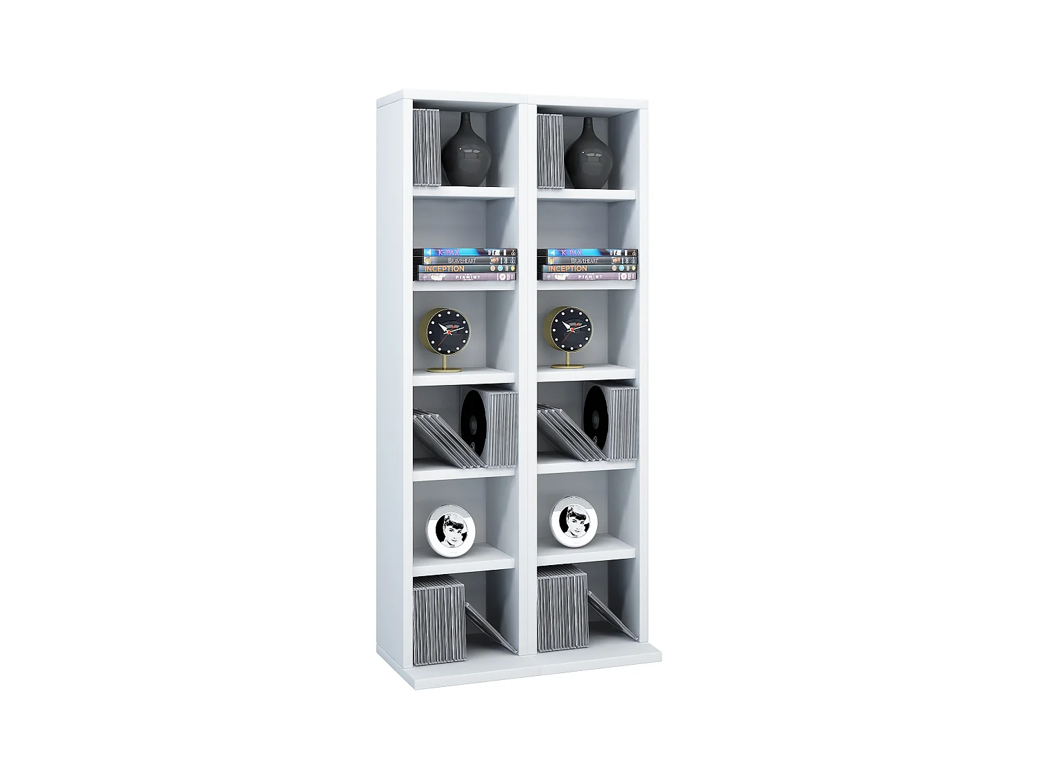 CD / DVD Media Shelf Milano White H. 92 x W. 42 x D. 20 cm