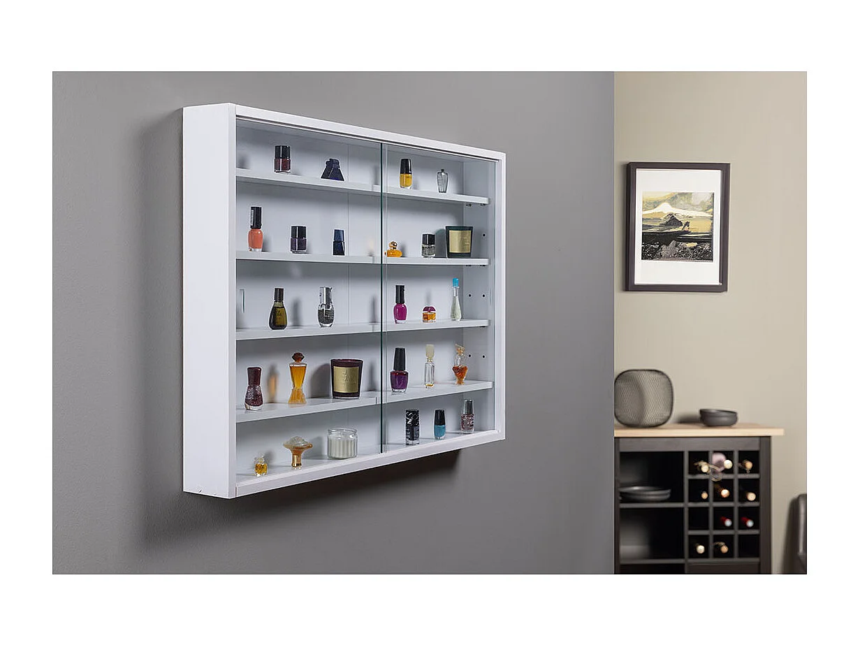 Comit Vitrine murale, 2 portes vitrées, blanc.
