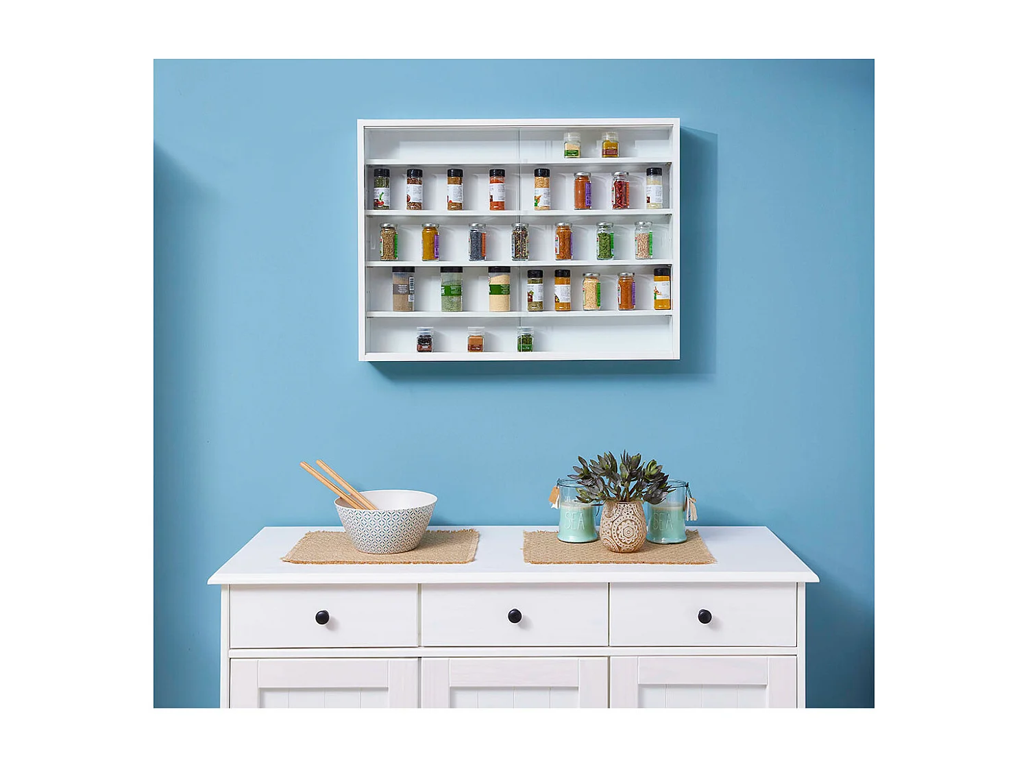 Comit Vitrine murale, 2 portes vitrées, blanc.