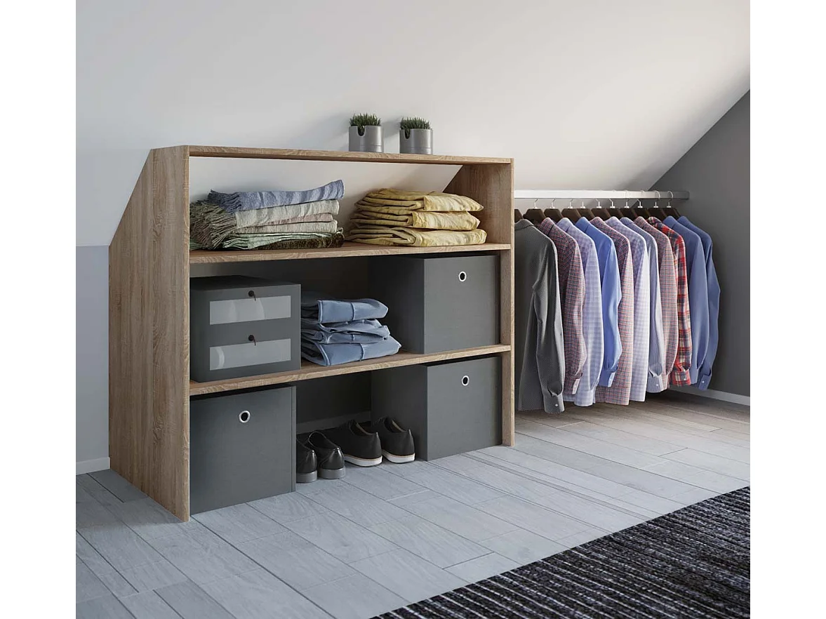 VCM Bois Armoire ouverte dressing penderie pentes de toit étagère Dacho l (Chêne Sonoma)