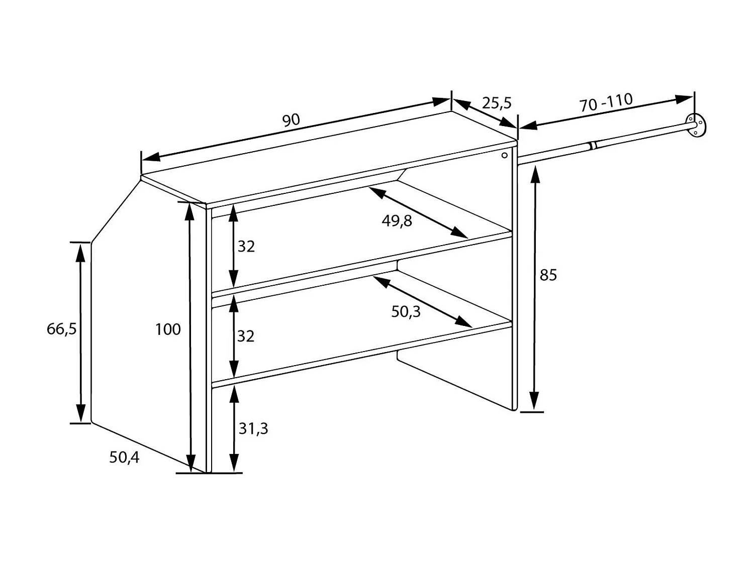 VCM Bois Armoire ouverte dressing penderie pentes de toit étagère Dacho l (Chêne Sonoma)