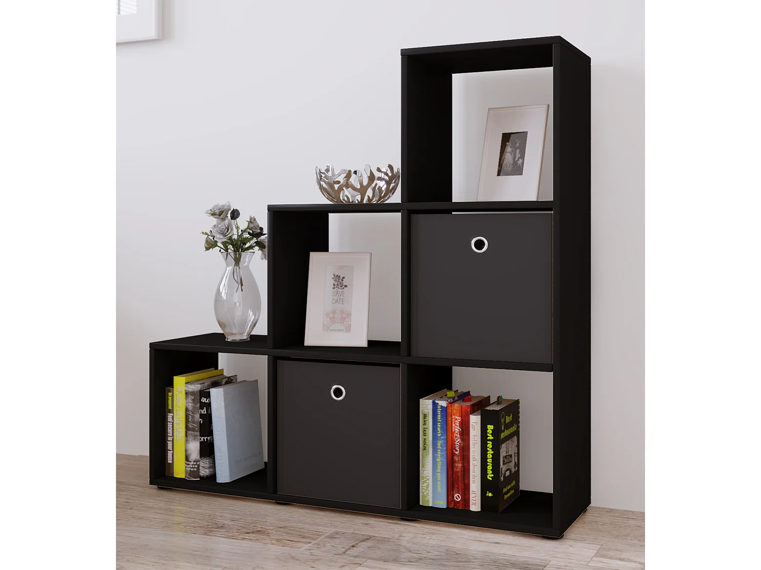 Estante Nitas Preto A. 105 x L. 108 x P. 29 cm