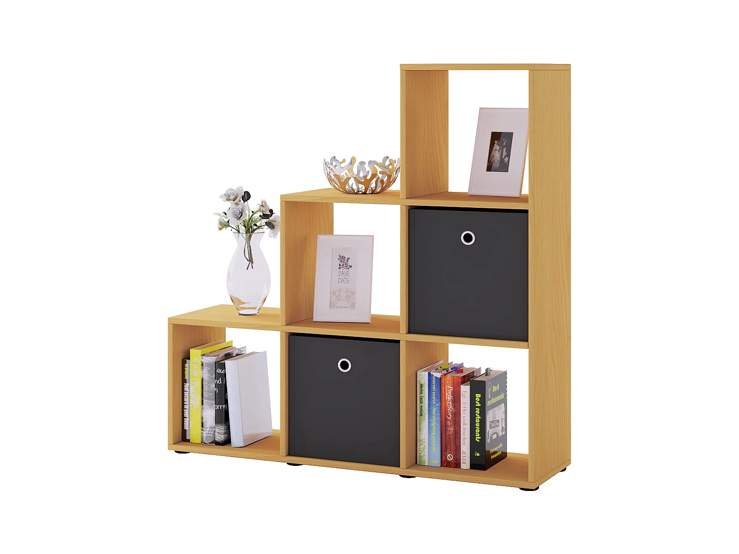 Holz Stand Treppenregal Regal 6 Fächer Nitas