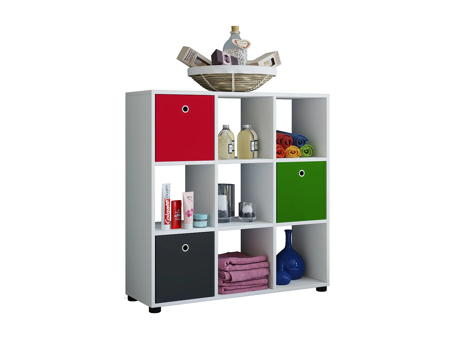 Holz Raumteiler Stand Regal Bücher Benas 3x3