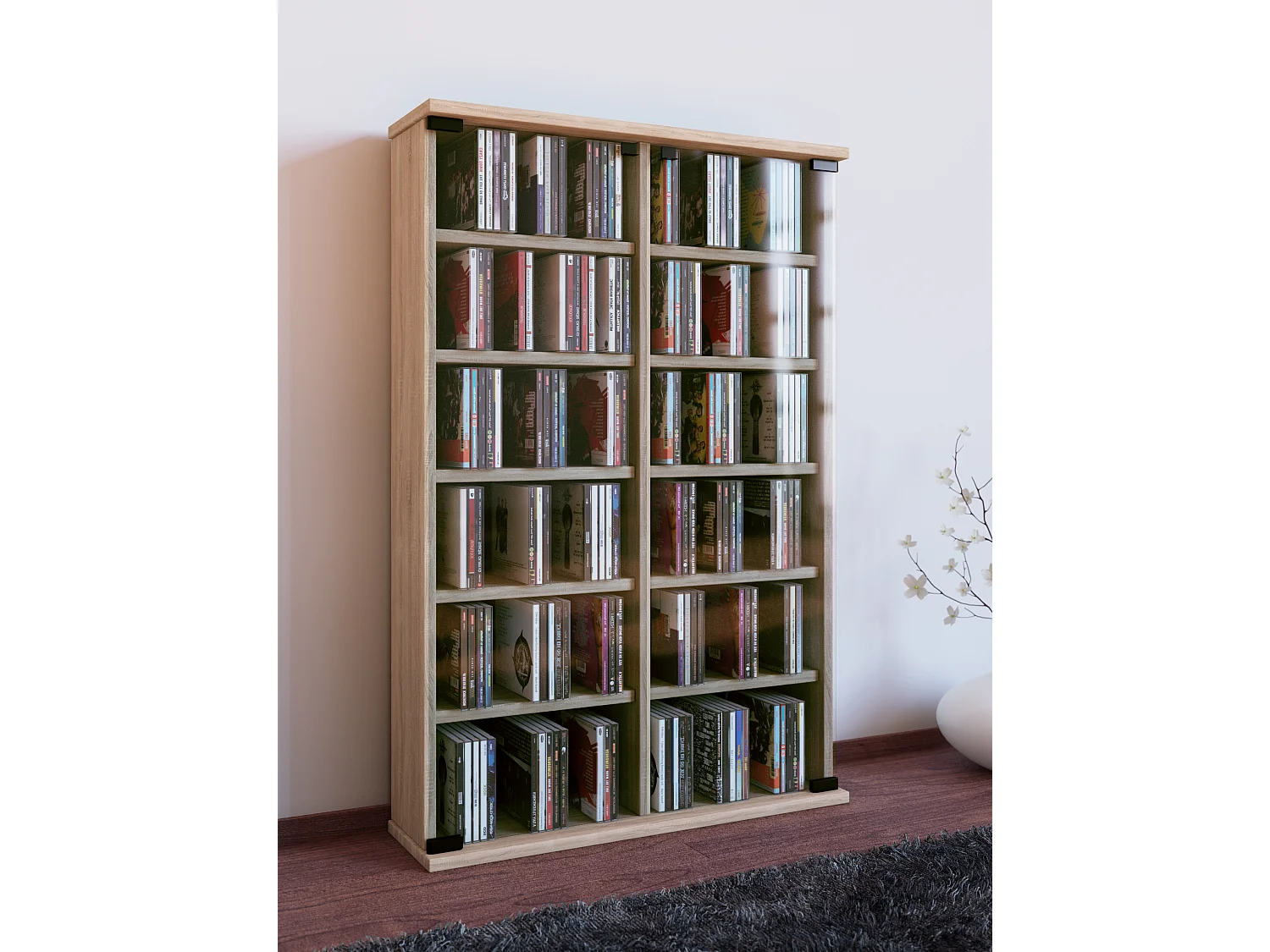 CD / DVD Media Shelf Roma Sonoma oak (Sägerau) H. 92 x W. 60 x D. 18 cm