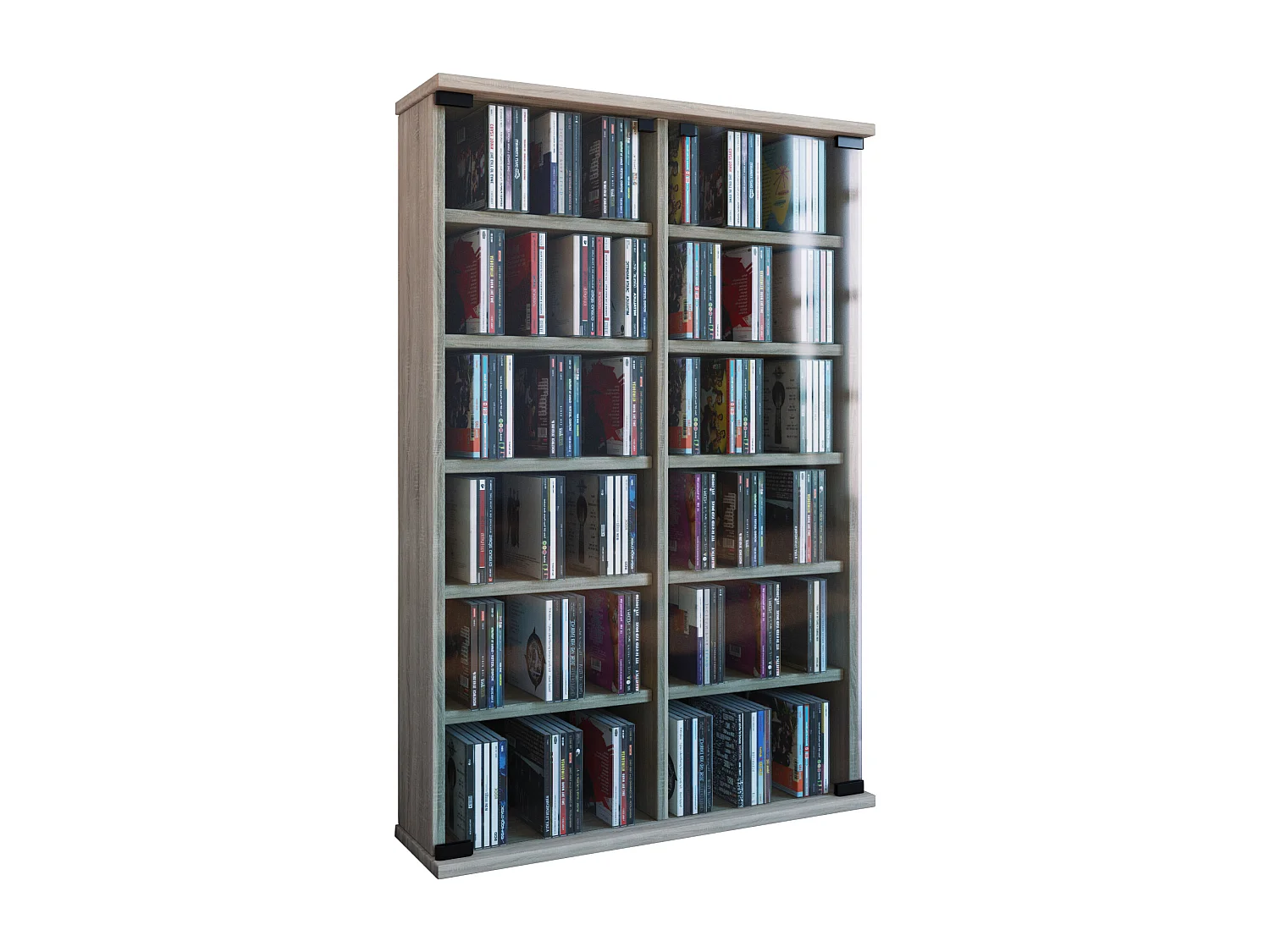 CD / DVD Media Shelf Roma Sonoma oak (Sägerau) H. 92 x W. 60 x D. 18 cm