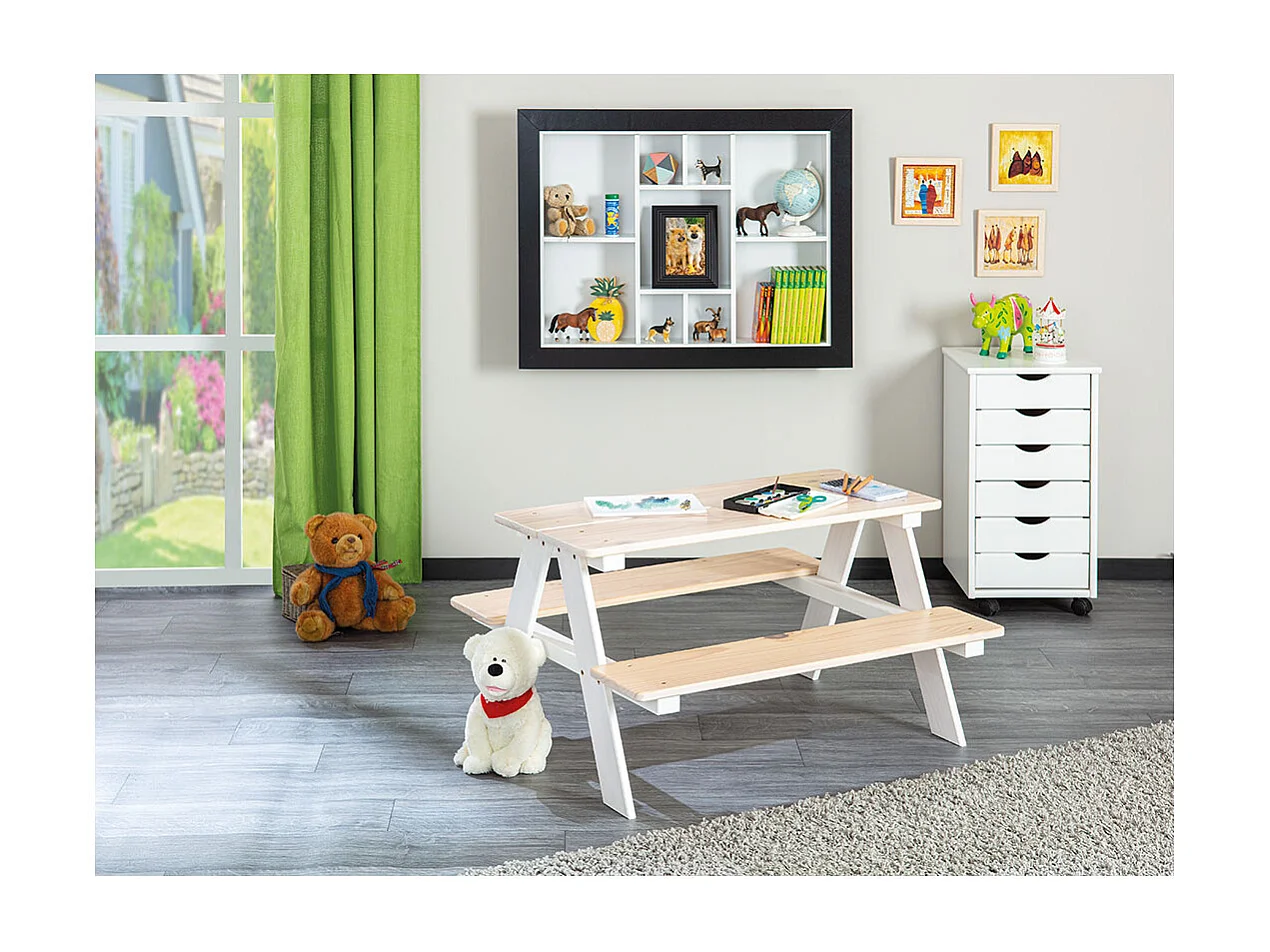 Quirs wandkast , wandplank met 9 vakken zwart en wit.