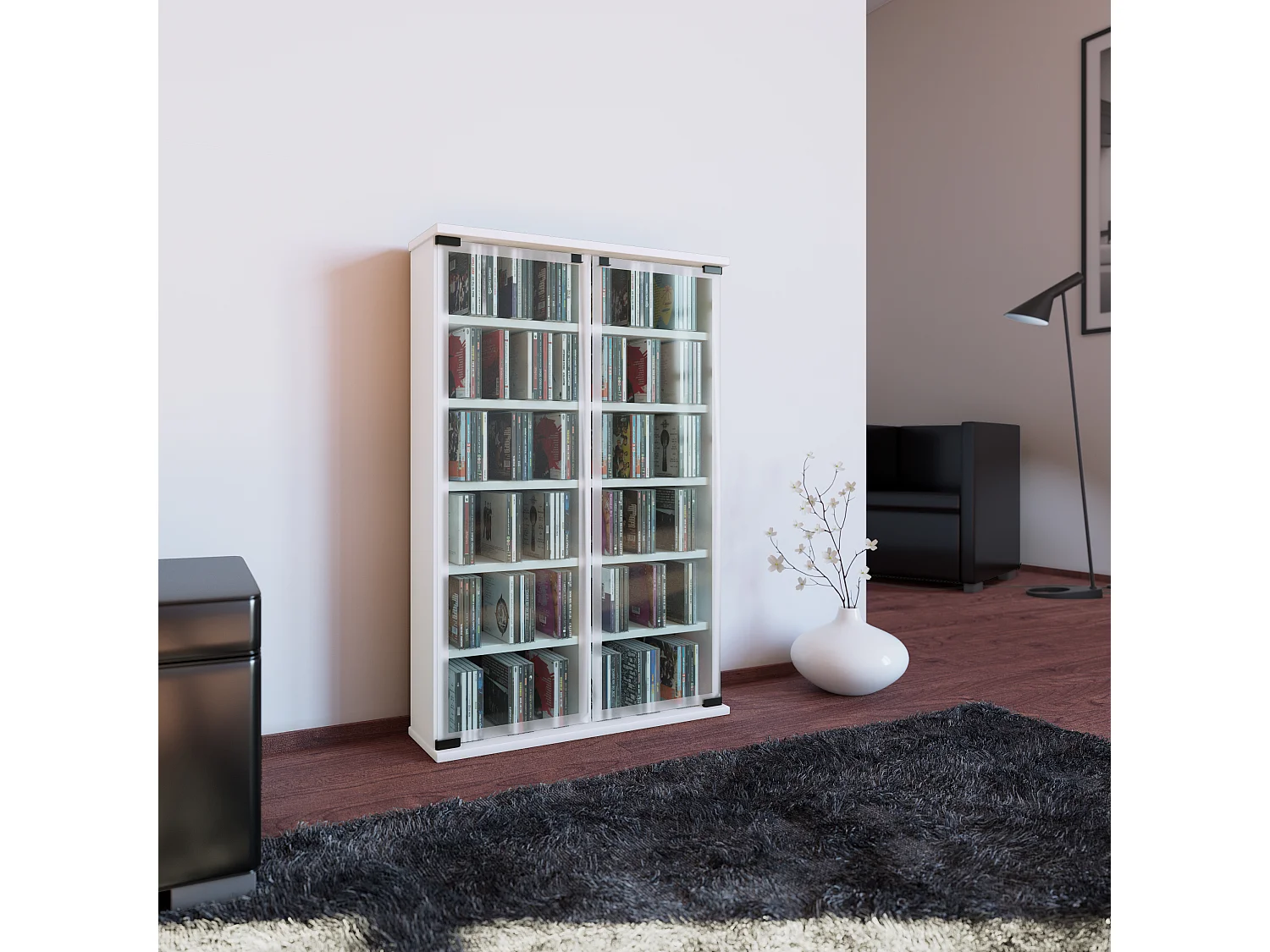 CD / DVD Media Shelf Galerie White H. 92 x W. 60 x D. 18 cm