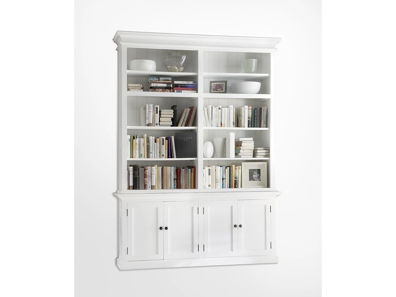 Halifax Étagère avec tablettes de rangement et 4 portes, blanc.