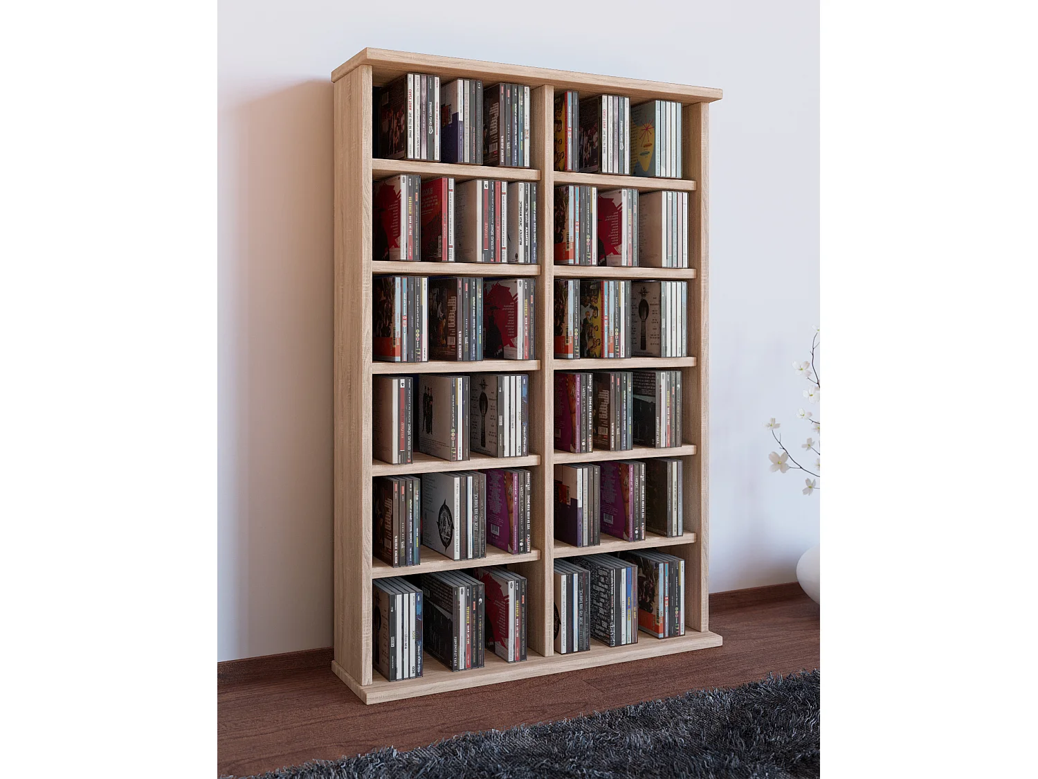 CD / DVD Media Shelf Ronul Sonoma oak (Sägerau) H. 92 x W. 60 x D. 18 cm