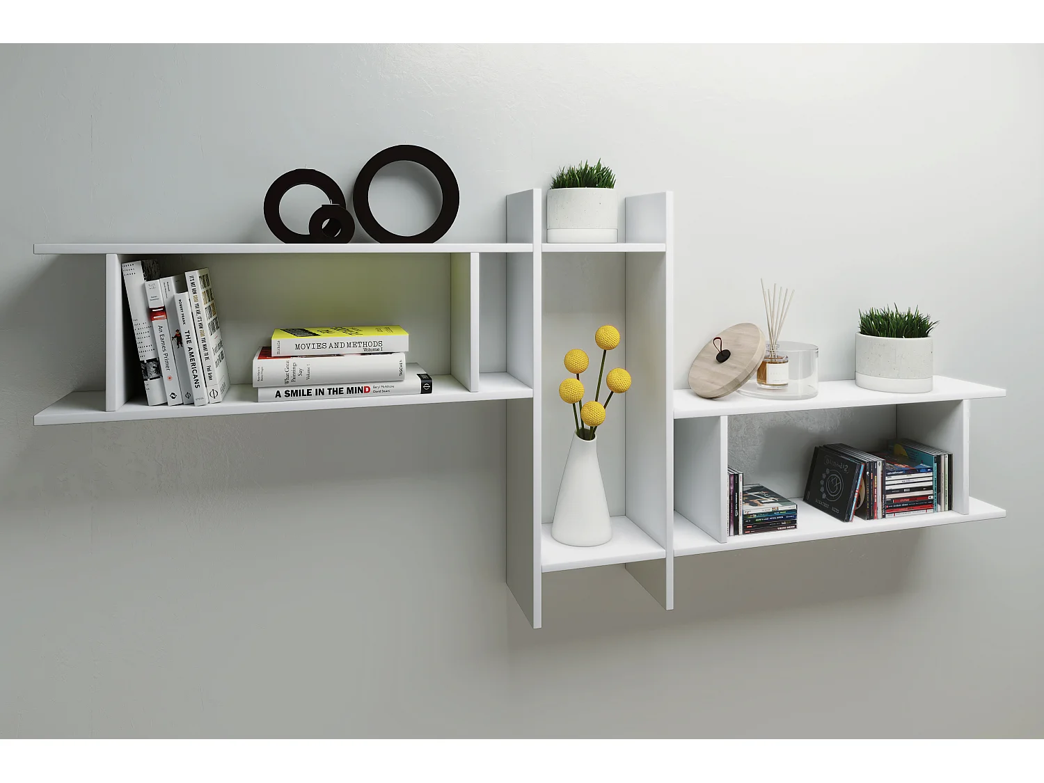 Wall Rack Sirola White H. 80 x W. 188 x D. 20 cm
