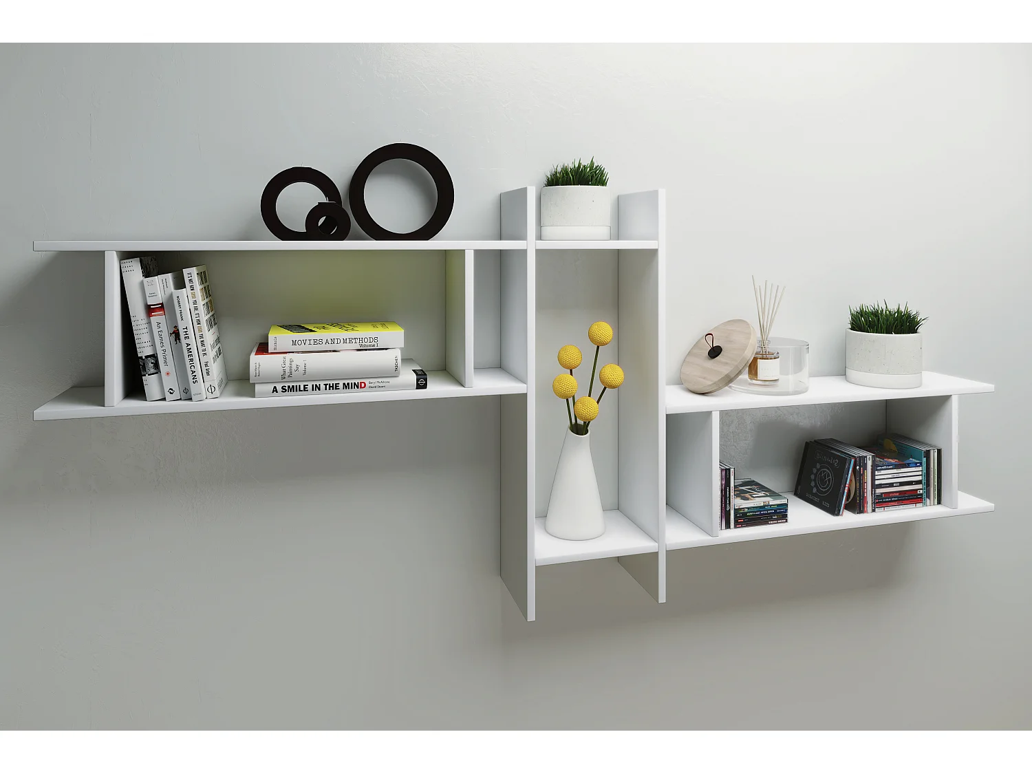 Wall Rack Sirola White H. 80 x W. 188 x D. 20 cm