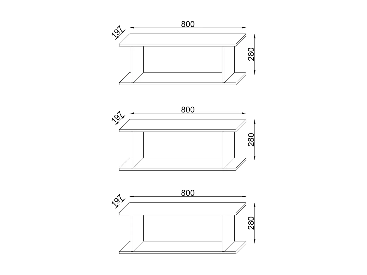 Wall Rack Sirola White H. 80 x W. 188 x D. 20 cm