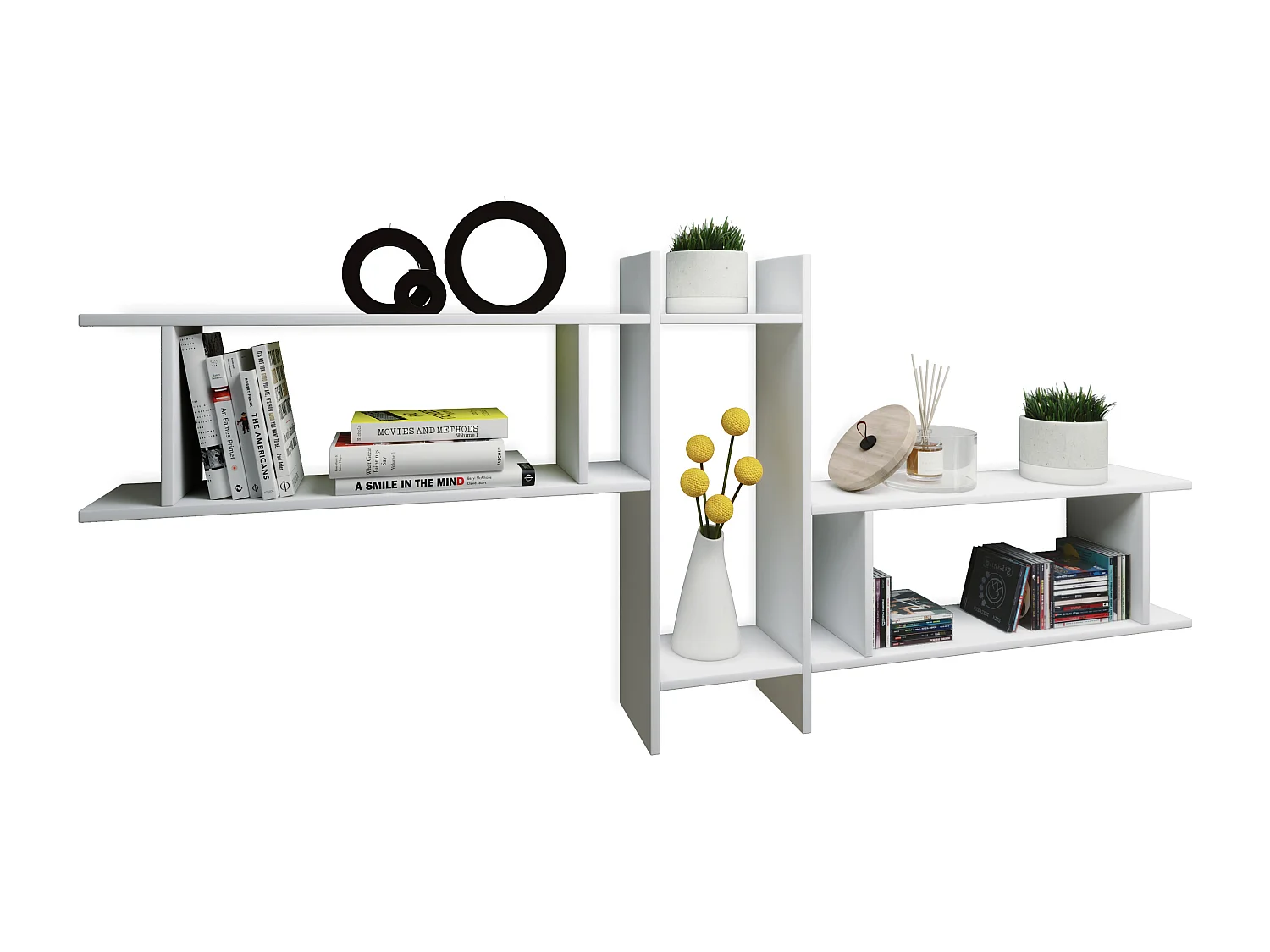Sirola Maxi Étagère murale avec 5 espaces de rangement, blanc.