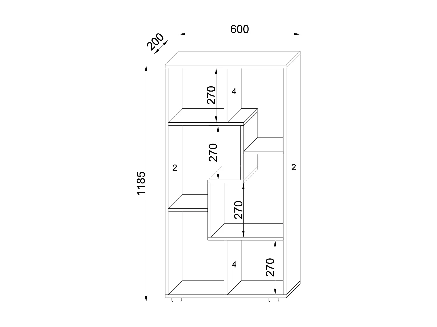 Houten Shelf Room Divider Boekenplank Blina