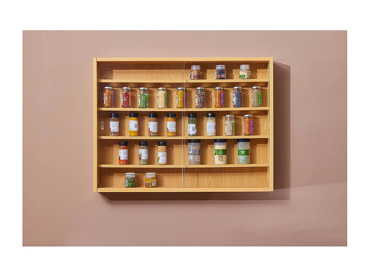 Comit Vitrine murale, 2 portes vitrées, imitation hêtre.