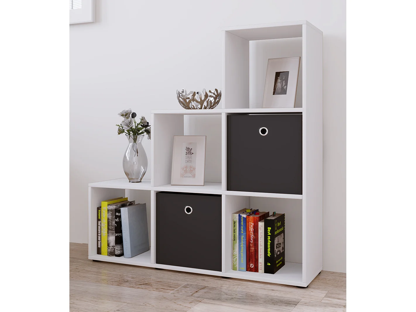 Holz Stand Treppenregal Regal 6 Fächer Nitas