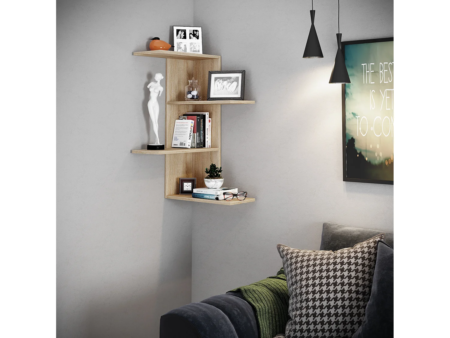 Wall Rack Balos Sonoma Oak H. 77 x W. 45 x D. 45 cm