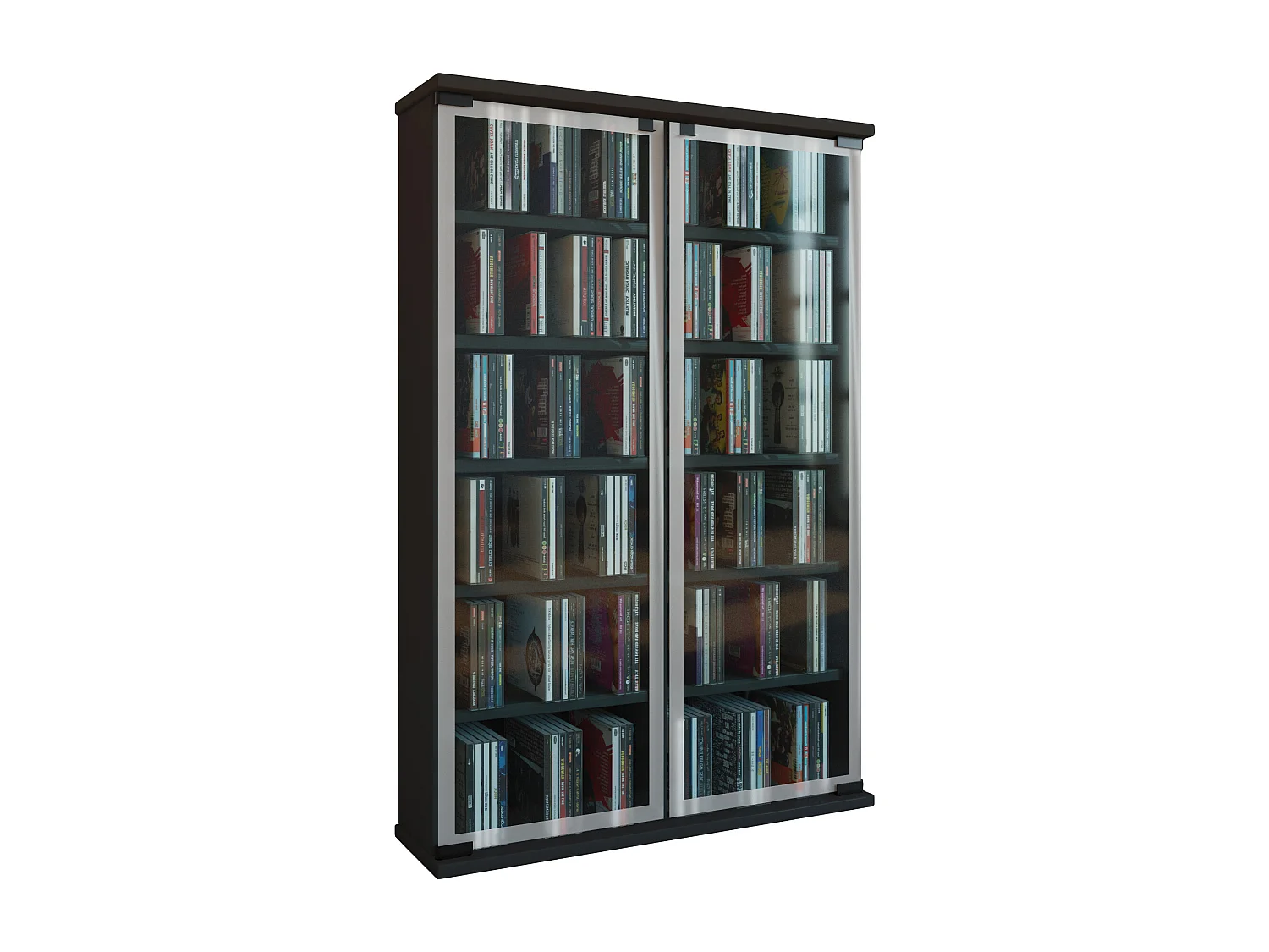 Holz CD DVD Stand Regal Schrank Galerie Glastür