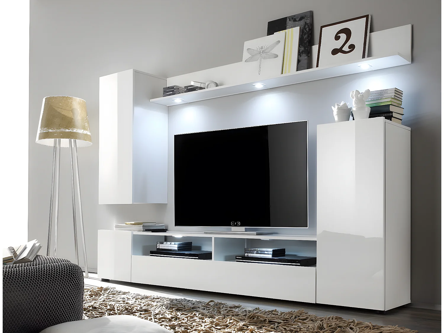 Dos wandkast opstelling wit, wit hoogglans.