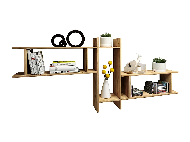 Wall Rack Sirola Honey oak H. 80 x W. 188 x D. 20 cm