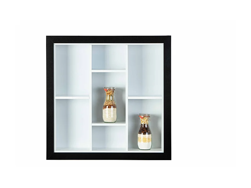 Serry Regal, Wandregal mit 7 Fächern schwarz und weiss.