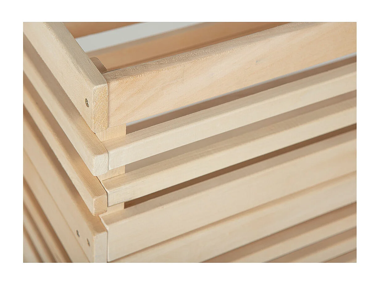 Vegam Étagère pour stockage de fruits et légumes, 3 casiers, teinte naturelle.