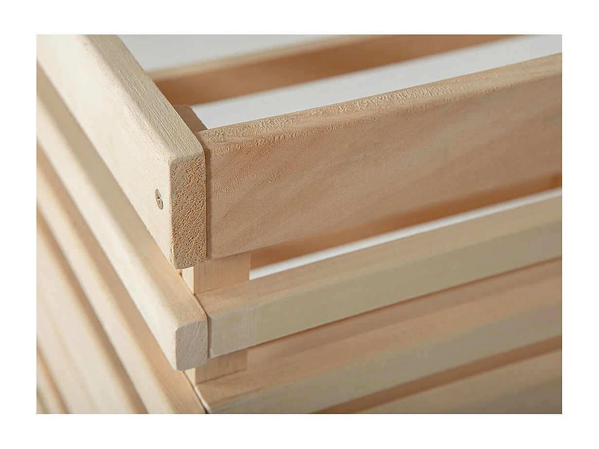 Vegam Étagère pour stockage de fruits et légumes, 3 casiers, teinte naturelle.