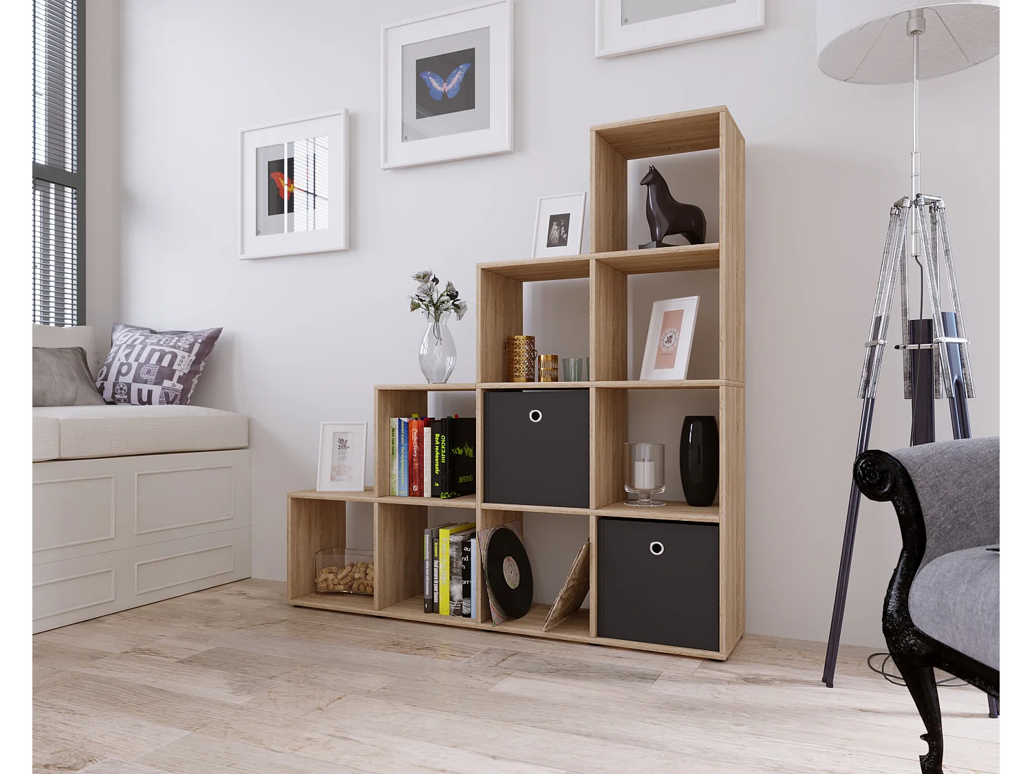 Stand Rack Napoli Sonoma oak (Sägerau) H. 139 x W. 143 x D. 29 cm