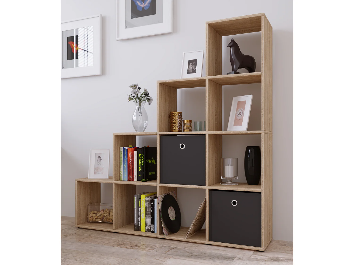 Stand Rack Napoli Sonoma oak (Sägerau) H. 139 x W. 143 x D. 29 cm