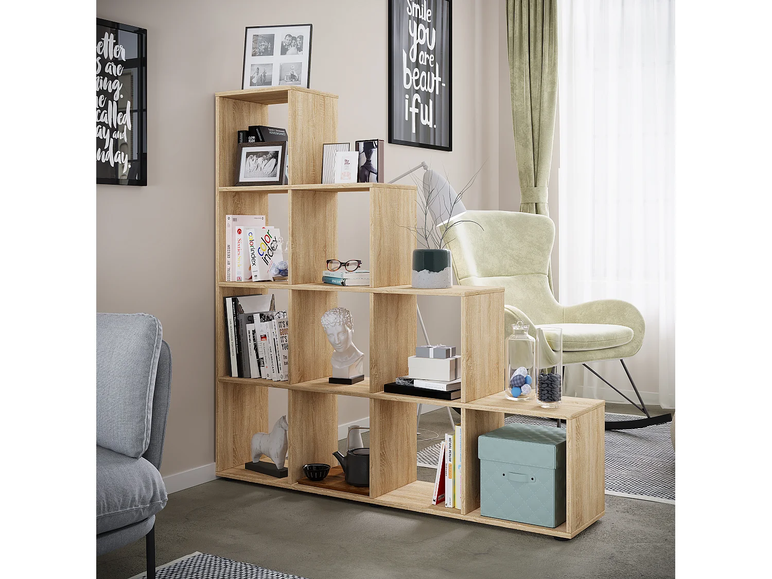 Houten trappenrek 10 vakken Napoli