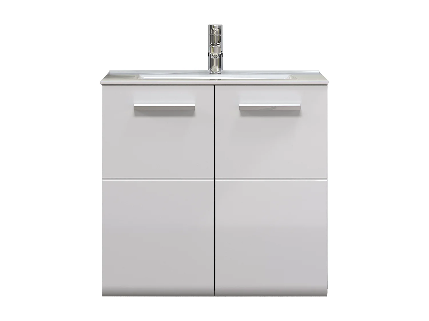 Meuble bas suspendu avec vasque blanc brillant et gris foncé Touka 62cm