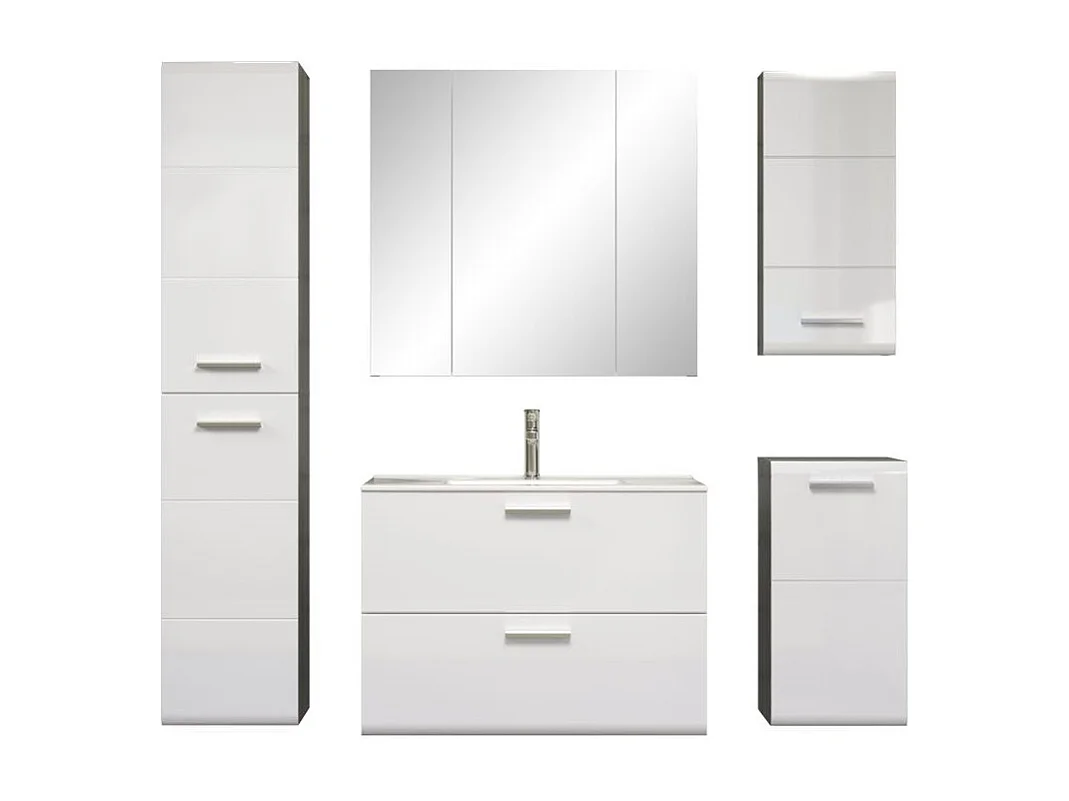 Meuble bas suspendu avec vasque blanc brillant et gris foncé Touka 62cm