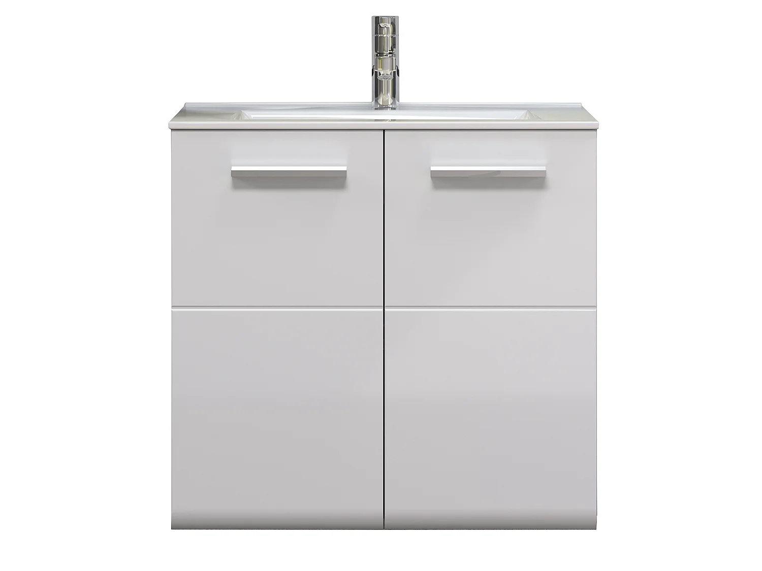 Riva meuble sous lavabo 2 portes, blanc brillant, gris.