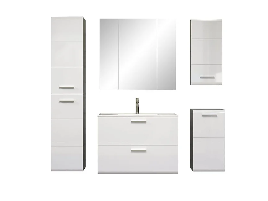 Riva meuble sous lavabo 2 portes, blanc brillant, gris.