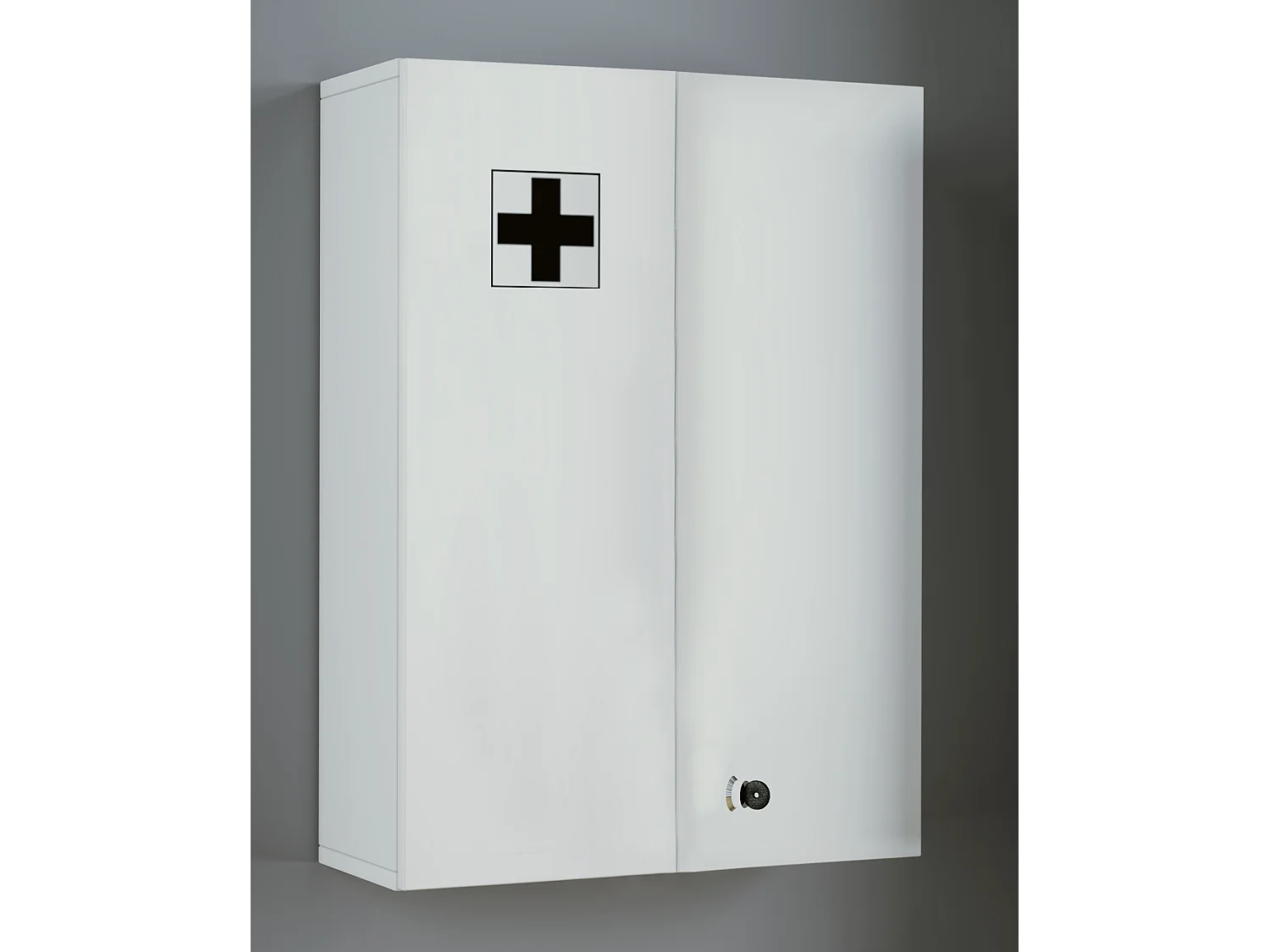 Medasa XL Badschrank Medizinschrank für wandhängend, 2 Türen, mit Schloss weiß.