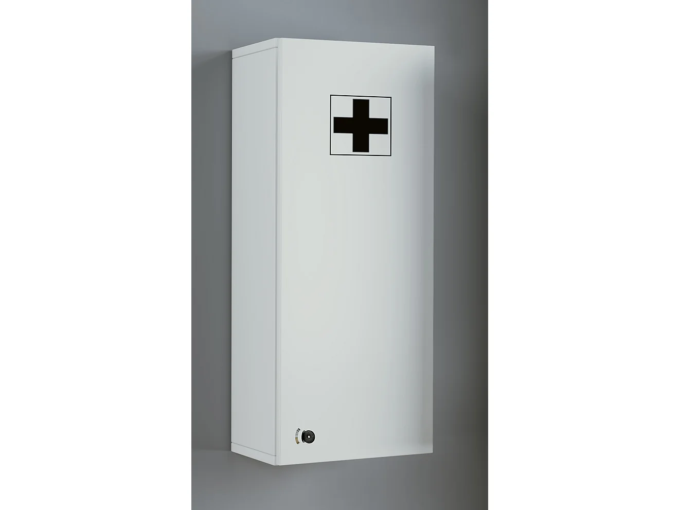 Medasa L Badschrank Medizinschrank für wandhängend, 1 Tür mit Schloss weiß.