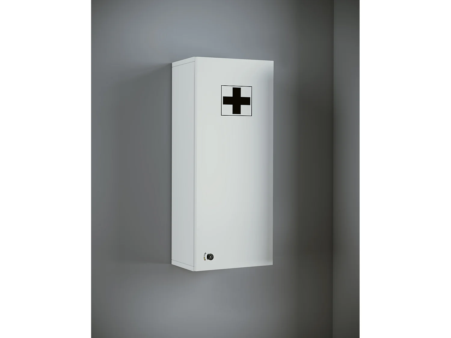 Medasa L Badschrank Medizinschrank für wandhängend, 1 Tür mit Schloss weiß.