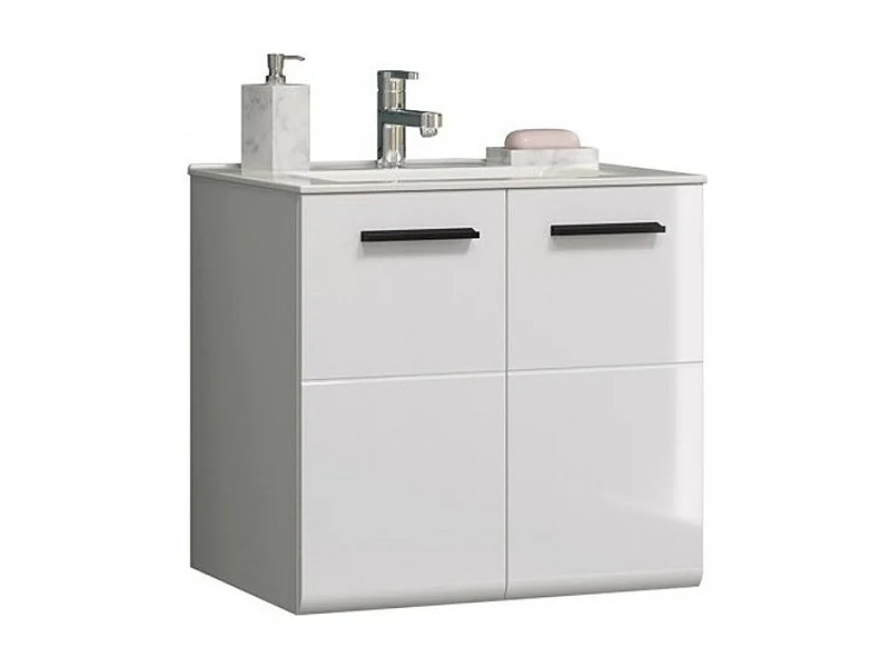 Riva Waschbeckenunterschrank 2 Türen, weiß Hochglanz.