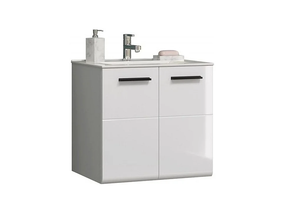 Meuble vasque suspendu en bois MDF 2 portes Randy L 62cm