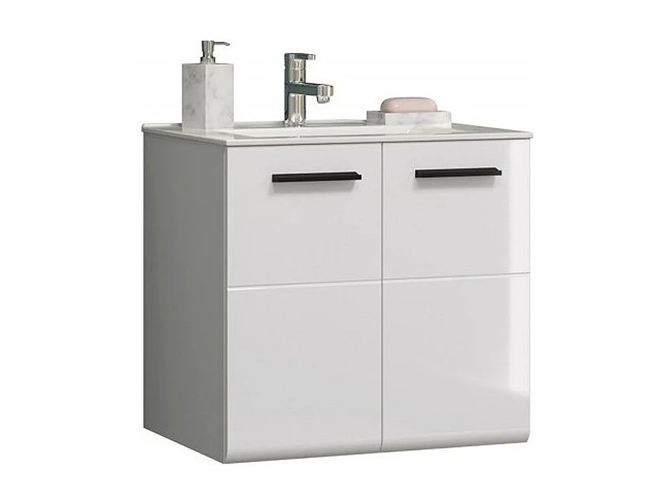 Meuble vasque suspendu en bois MDF 2 portes Randy L 62cm