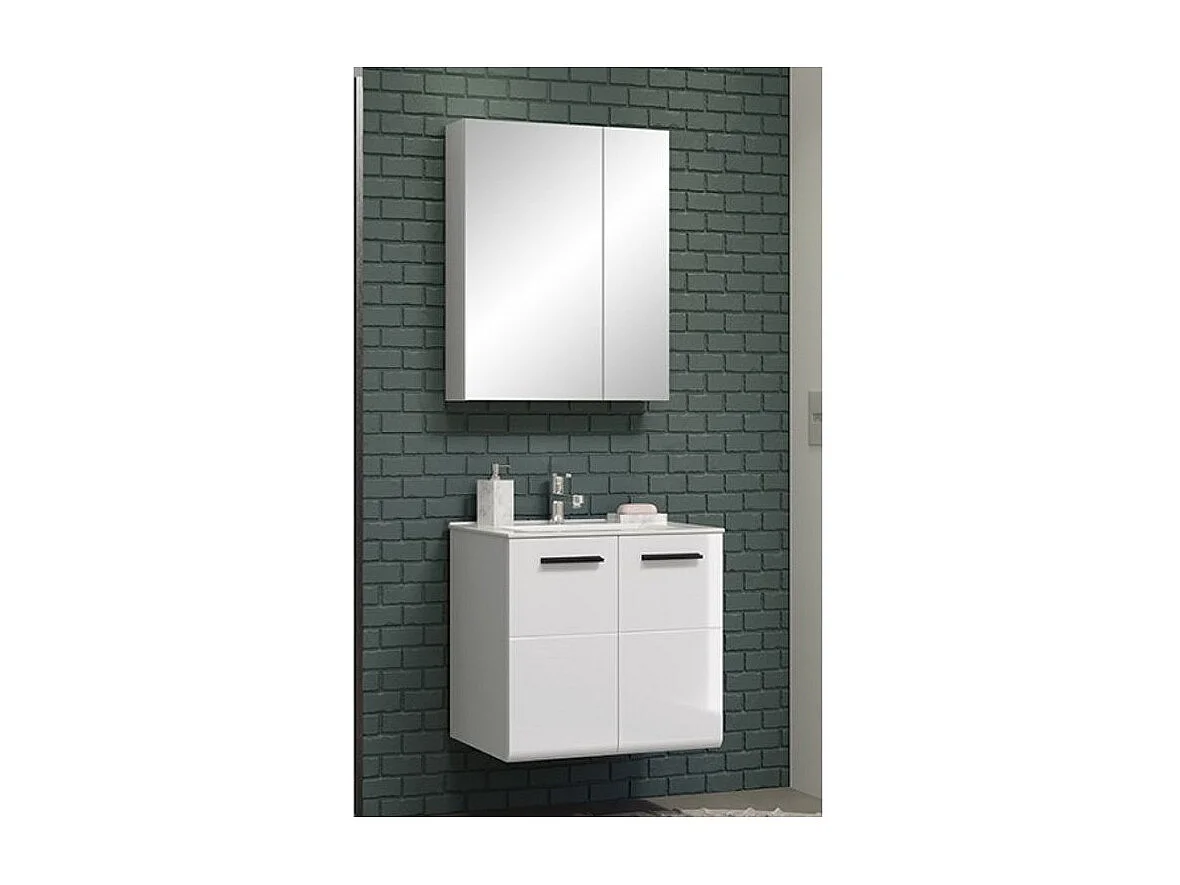 Meuble vasque suspendu en bois MDF 2 portes Randy L 62cm