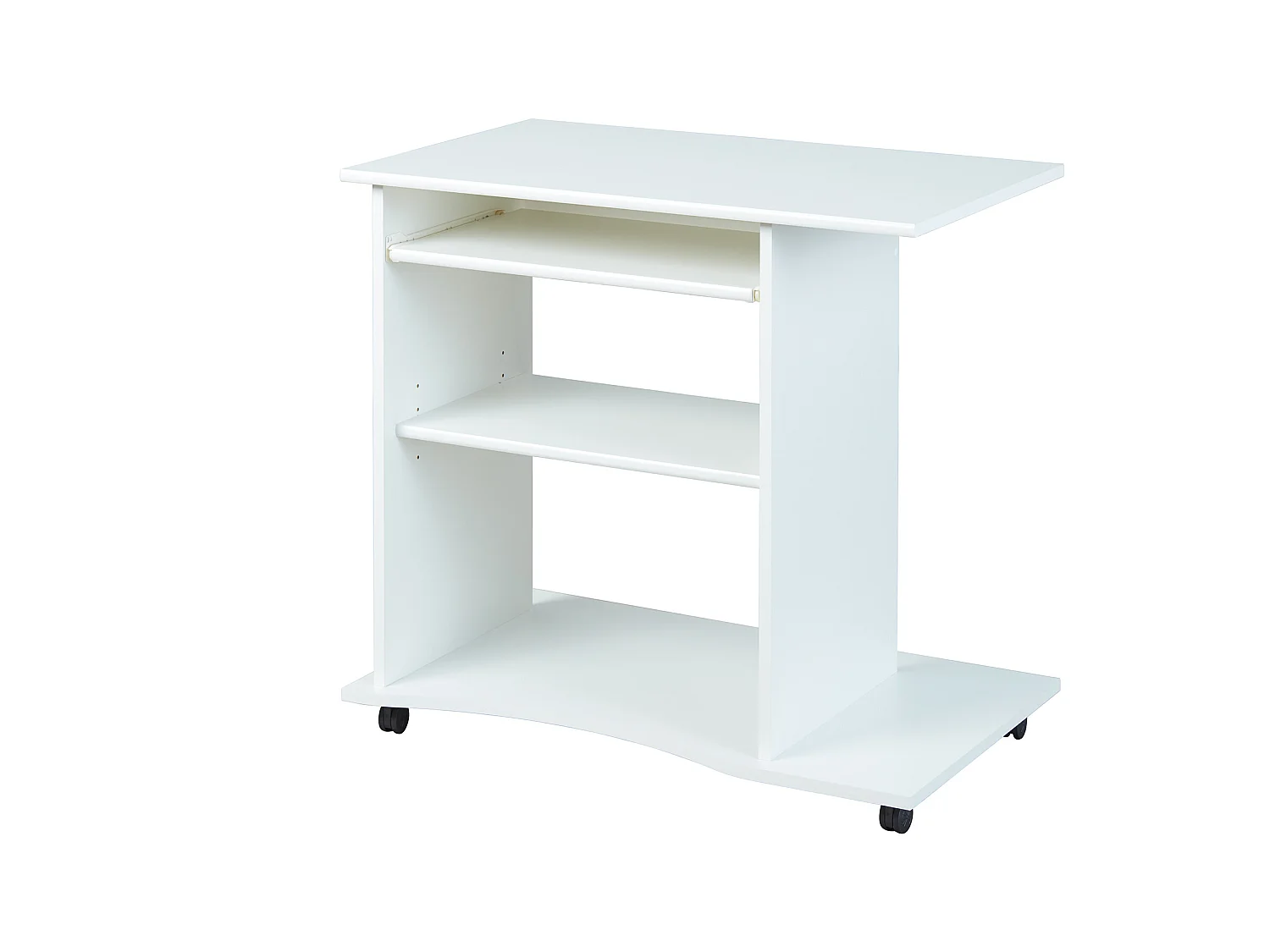 Pemos Schreibtisch 1 Ablage, 1 Tastaturauszug, weiss.