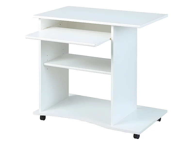 Pemos Bureau, 2 espaces de rangement, 1 plateau à clavier coulissant, blanc.