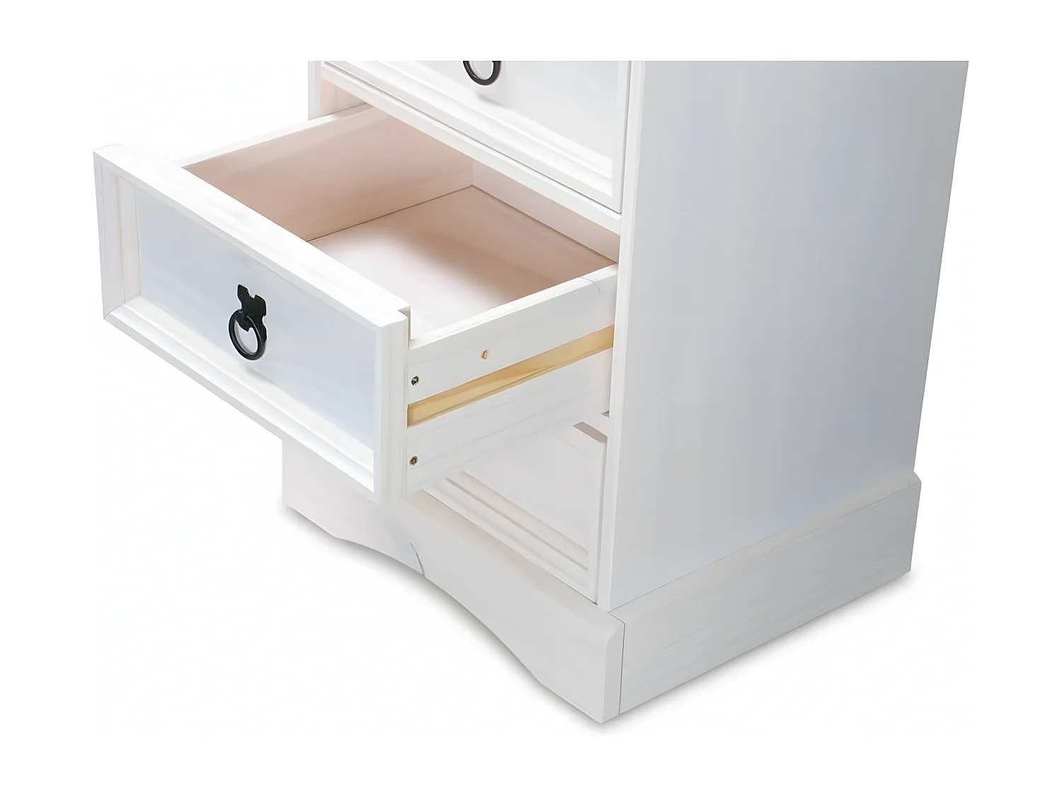 New Mexico Bureau, largeur 141 cm, hauteur 76 cm avec 5 tiroirs et 1 porte, blanc/ciré.