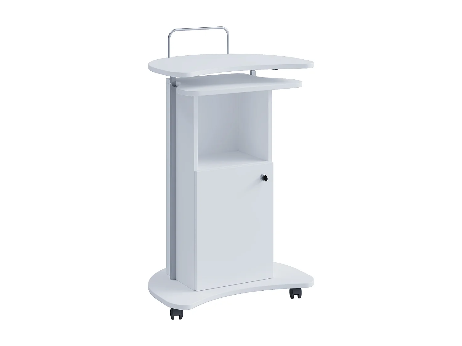 Komil Bureau réglable en hauteur, 1 compartiment et 1 porte, blanc.