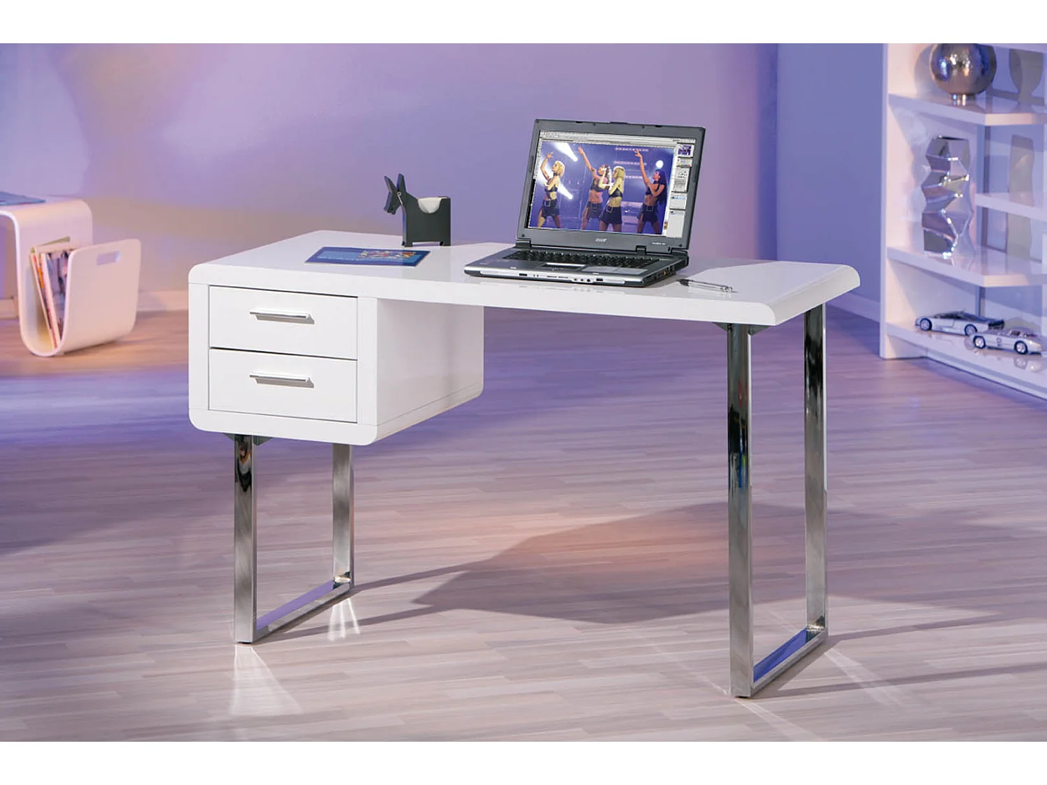 Clim bureau 2 lades wit hoogglans.