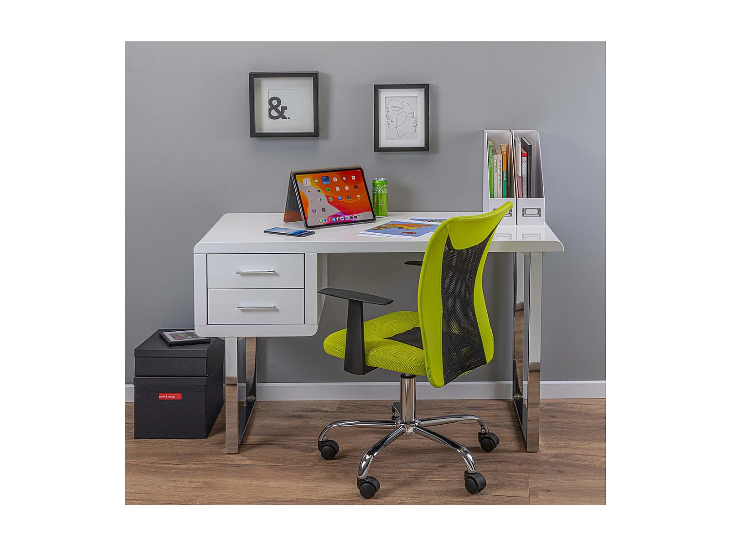 Clim bureau 2 lades wit hoogglans.