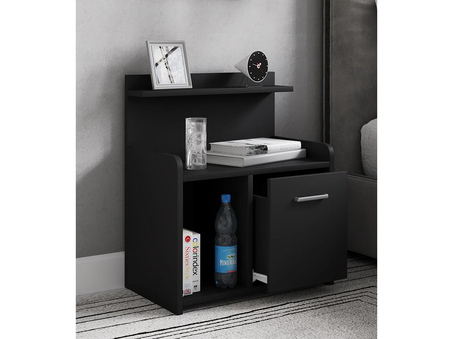 bedside table Nilasa Black H. 60 x W. 47 x D. 29 cm