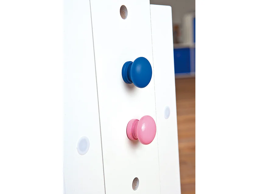 Batur Schreibtisch 1 Schublade weiss,blau/ pink.